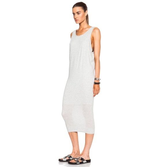 Helmut Lang Feather Jersey Gray Tank Maxi Dress S - Picture 1 of 10